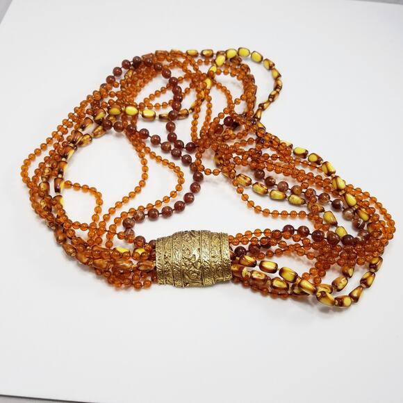 Vintage Selini Lucite Multi-strand Necklace, Decorative Clasp, 1960s Jewelry - Picture 3 of 10